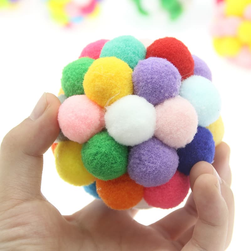 (Comércio transfronteiriço), brinquedo colorido, sino pequeno de pelúcia, gato, pode morder, animal de estimação - imagem 4