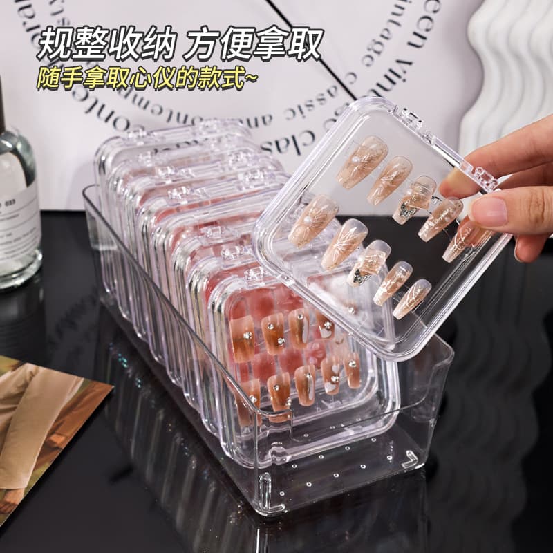 Adesivos para unhas, caixa de armazenamento, sistema de armazenamento transparente para manicure artesanal, suporte de mesa, produto pronto - imagem 3