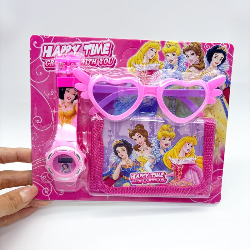 (Comércio internacional), relógio digital de desenho animado infantil, óculos, carteira, bolsa, conjunto para jardim de infância para amigos, relógio de brinquedo, presente de aniversário - imagem 3