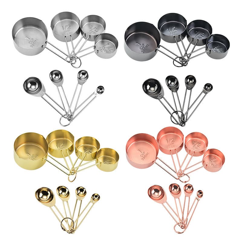 Conjunto de aço inoxidável, colher medidora dourada contém rosa, copo medidor de cobre, estilo nórdico, 8 peças, (Física) - imagem 6