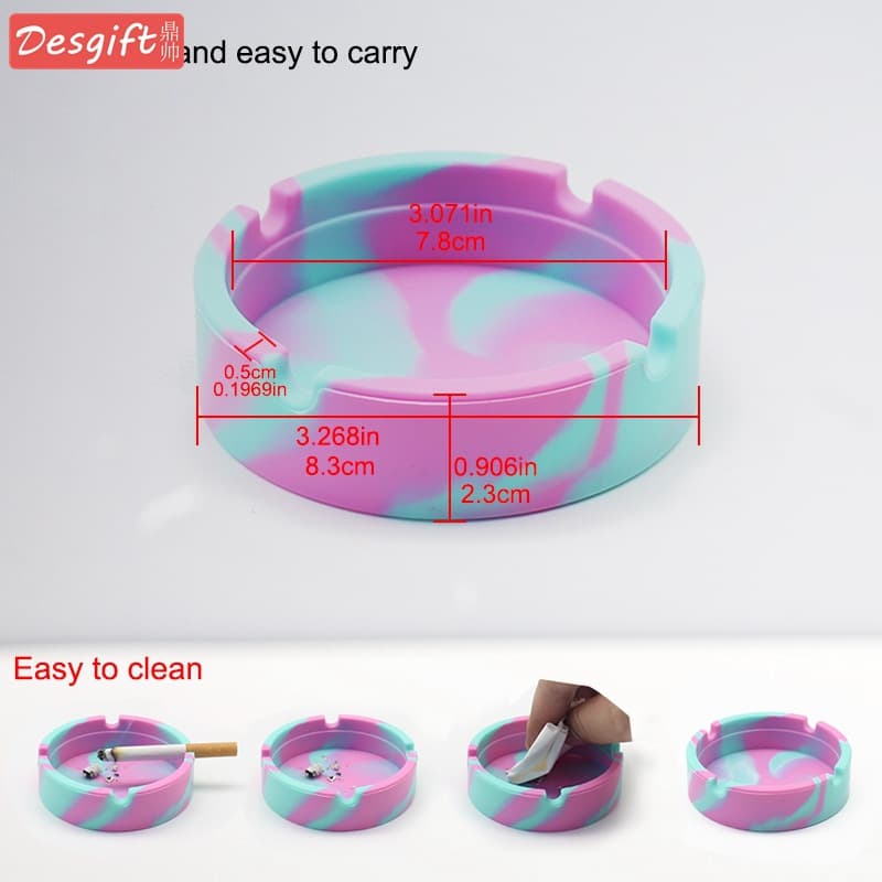 Transfronteiriço venda quente cinzeiro de silicone padrão camuflagem cor misturada caixa cinzeiro redondo internet café ktv logotipo impresso - imagem 3