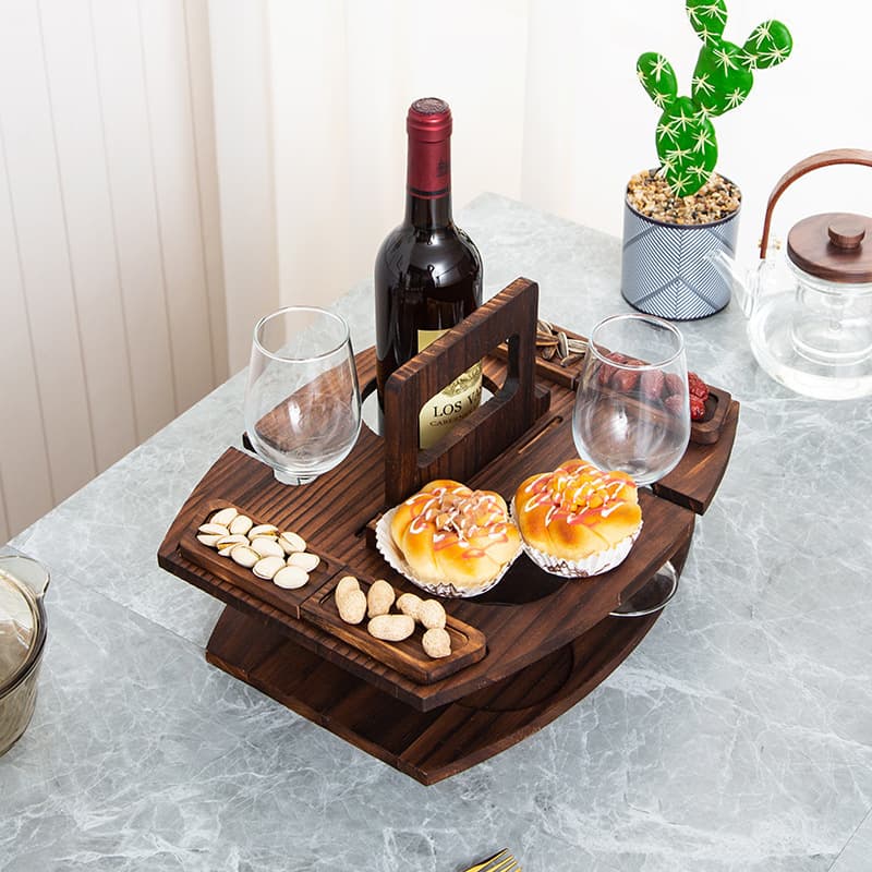Mesa de piquenique portátil de madeira, copo de vinho removível, suporte para copo - imagem 4