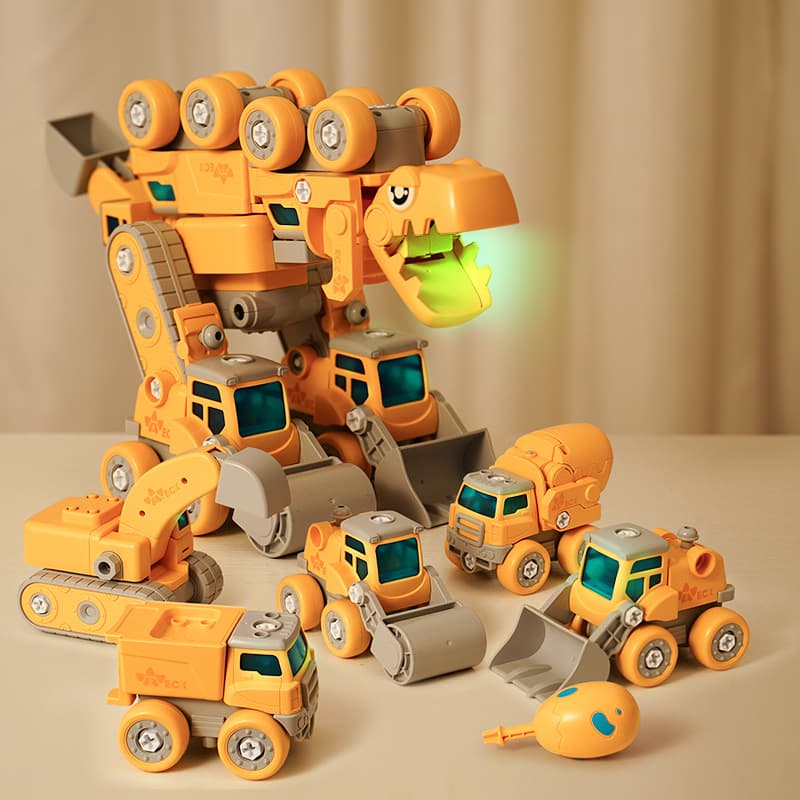 Construtor infantil, carro de brinquedo, conjunto para meninos, transformador, robô, transporte, dinossauro, veículo de engenharia, presente de aniversário - imagem 1