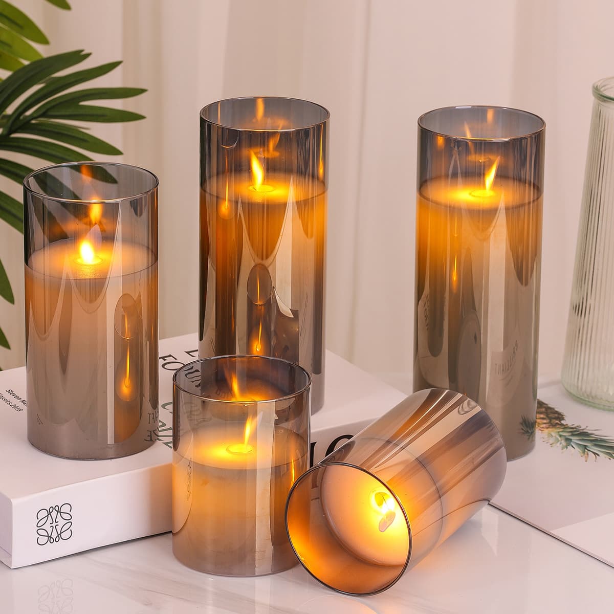 Atacado luzes de velas de vidro simulação de parafina romântico hotel decoração de casamento adereços velas led velas eletrônicas - imagem 3