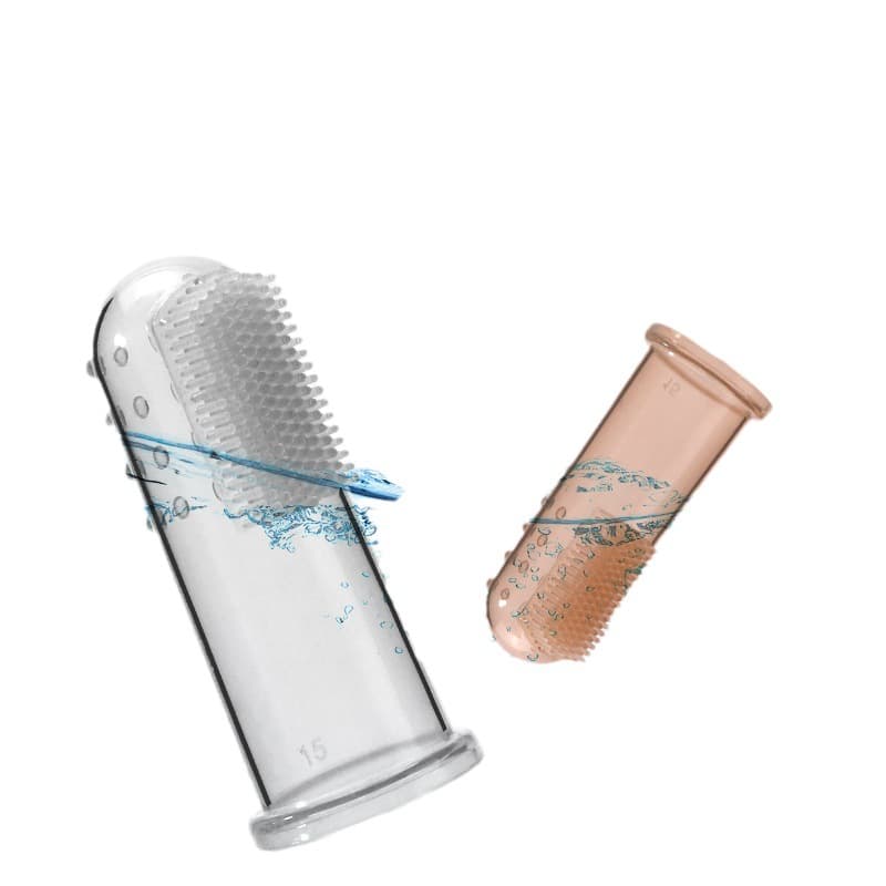 帅童 Bebê polegar capa escova de dentes silicone látex escova de dentes dedo escova de limpeza língua das crianças encaixotado atacado - imagem 6