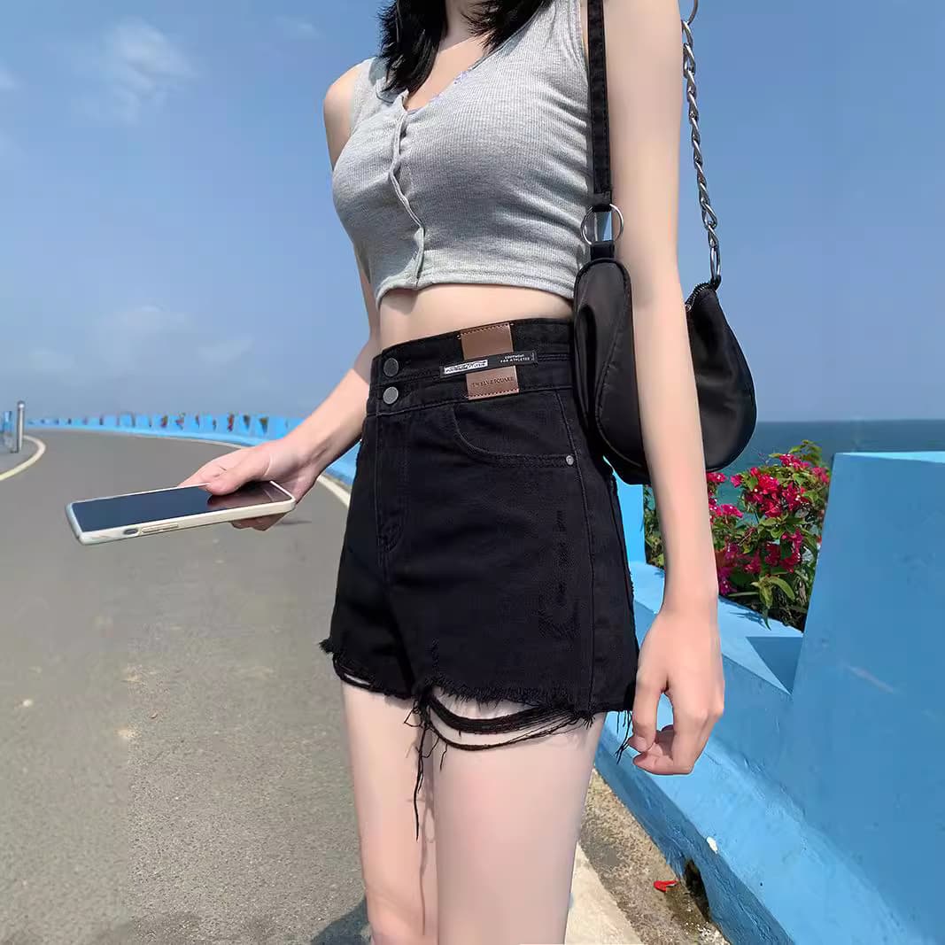 Saia jeans, shorts, calças, cintura alta, estilo coreano, plus size, celebridade da internet, corte A, corte solto - imagem 4
