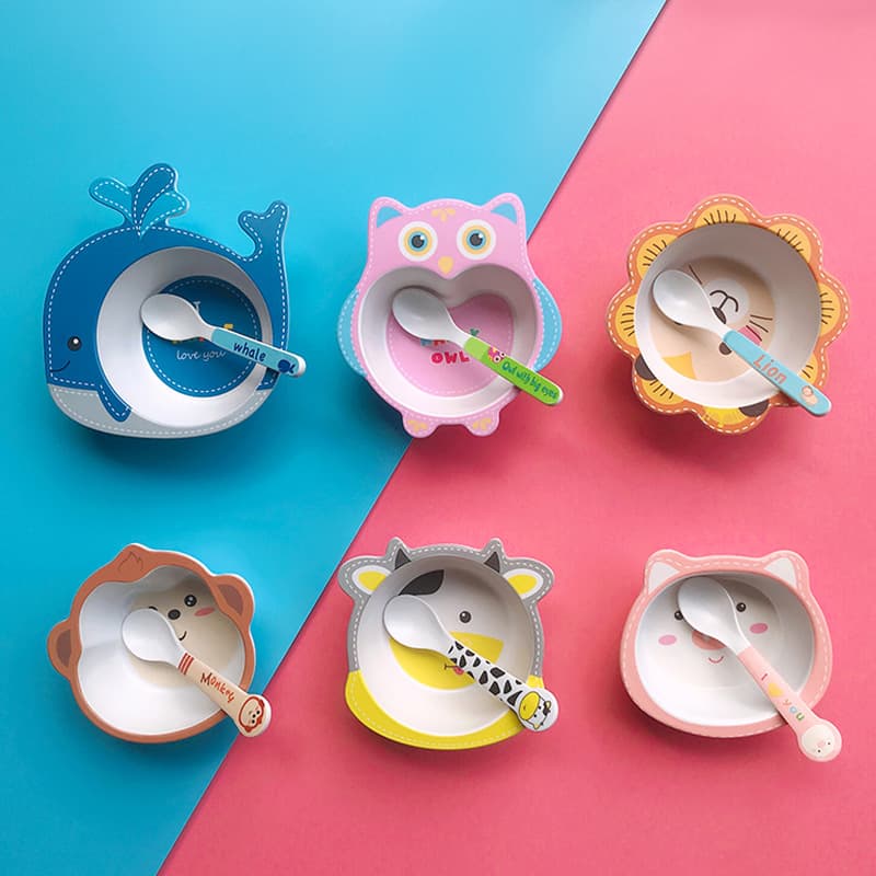 Conjunto infantil de desenho animado, cadeira alta, tigela de sopa para alimentação complementar - imagem 4