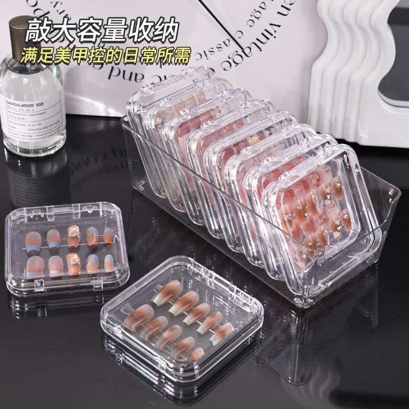 Adesivos para unhas, caixa de armazenamento, sistema de armazenamento transparente para manicure artesanal, suporte de mesa, produto pronto - imagem 1