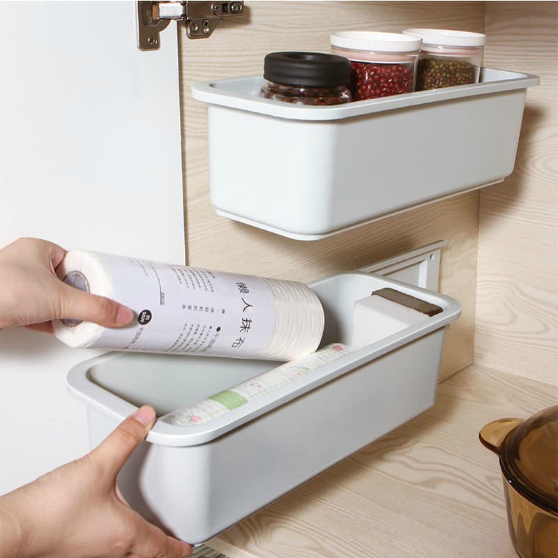 Caixa de armazenamento extraível para banheiro, sem perfuração, rack de armazenamento com fenda estreita, prateleira de armazenamento montada na parede da cozinha - imagem 4