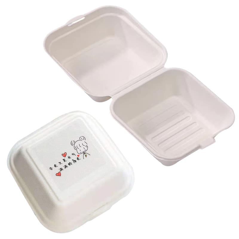 Caixa de embalagem descartável de bolo de arroz com manteiga, lancheira para viagem, caixa de hambúrguer de polpa de papel, caixa de embalagem de bolo de croissant biodegradável - imagem 6