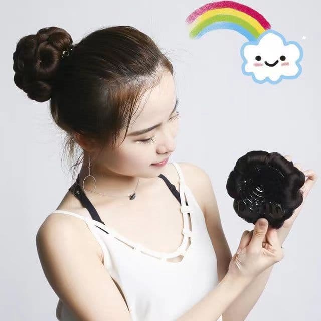 Peruca de virilha feminina, bolsa de peruca de nove flores com prendedor, peruca de cabelo de noiva trançada feminina - imagem 3