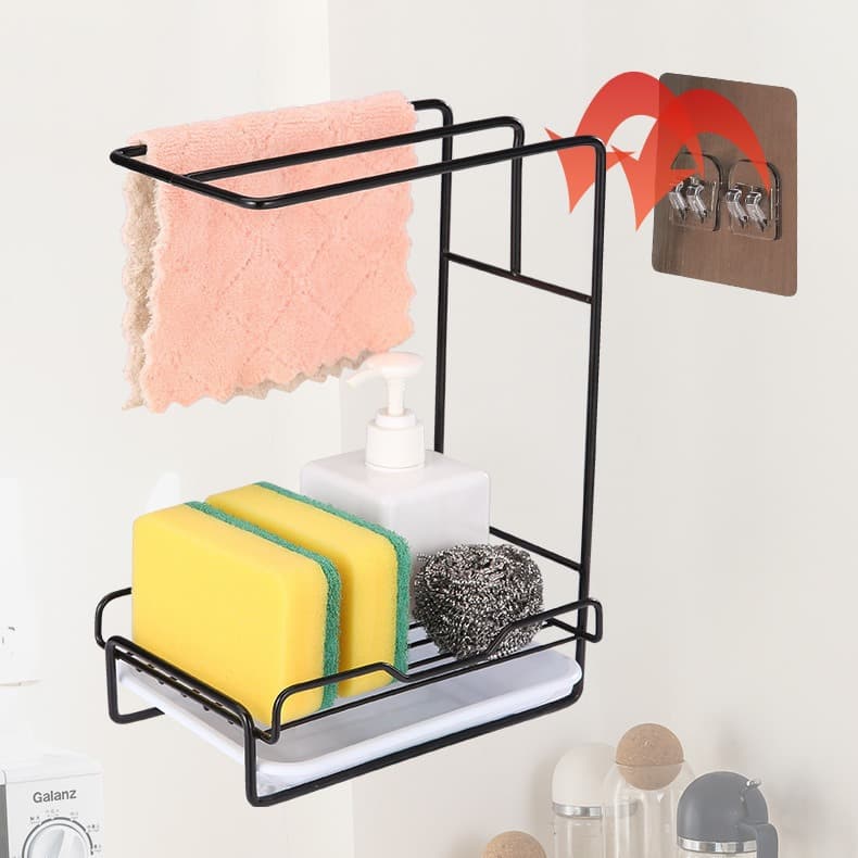 Rack de drenagem de cozinha, rack de pano sem perfuração para bancada, esponja de parede, suprimentos de cozinha, rack de armazenamento - imagem 3