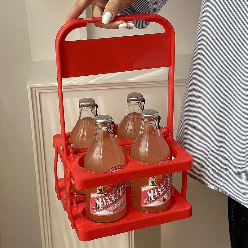 Cesta de cerveja portátil cesta de plástico portátil azul dobrável rack de vinho ktv4 garrafa quadro cesta de vinho tinto suporte de copo - imagem 2