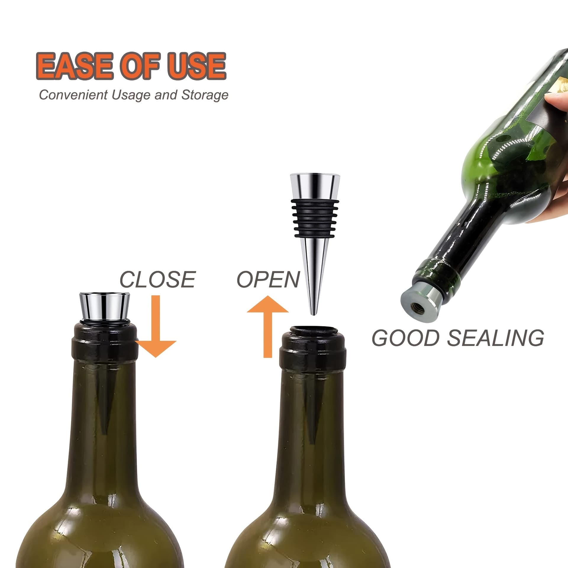 Rolha de garrafa de vinho prateada, rolha de vinho tinto para parte inferior do corpo, faça você mesmo, parte inferior do corpo com furo, 6 fios, rolha de vinho tinto, utensílios de cozinha para casa - imagem 3