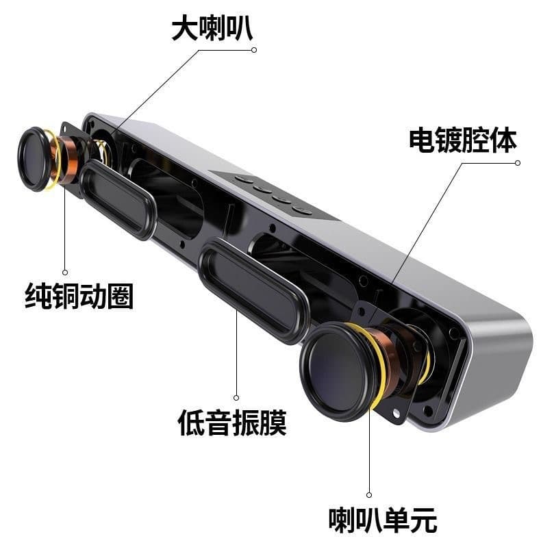 E91D Embalagem Vermelha Barra de Som Longa Barra de Som Subwoofer Alto-falante Bluetooth Computador TV Cartão de Celular Áudio - imagem 6