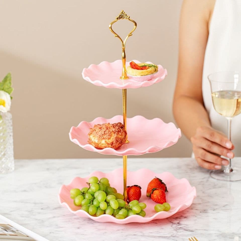Suporte de bolo de plástico de alta aparência para sala de estar, multicamadas, frutas, festa de aniversário, lanche, doces, prato de sobremesa - imagem 3