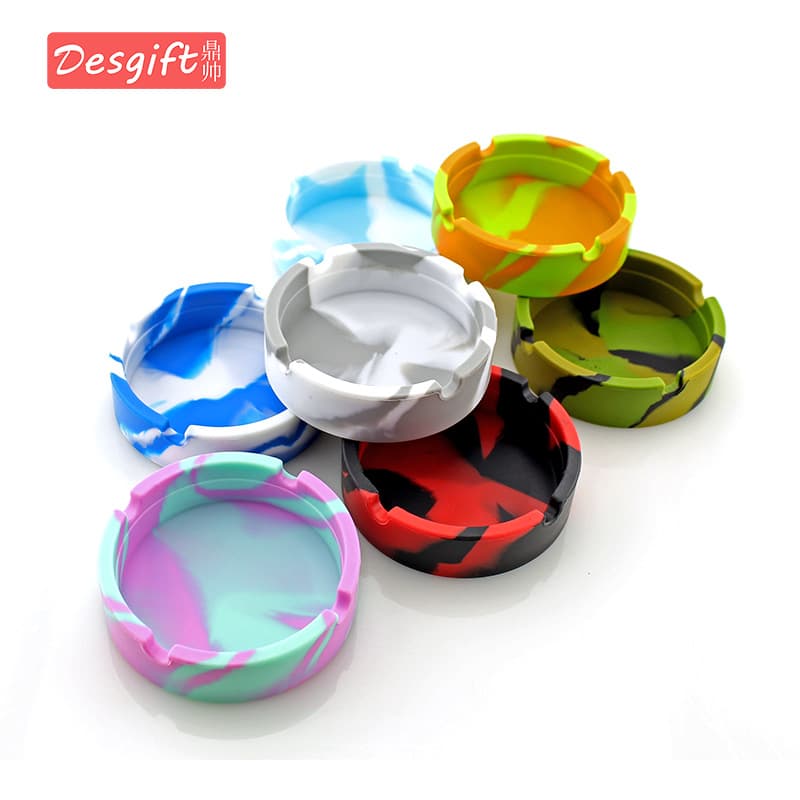Transfronteiriço venda quente cinzeiro de silicone padrão camuflagem cor misturada caixa cinzeiro redondo internet café ktv logotipo impresso - imagem 5