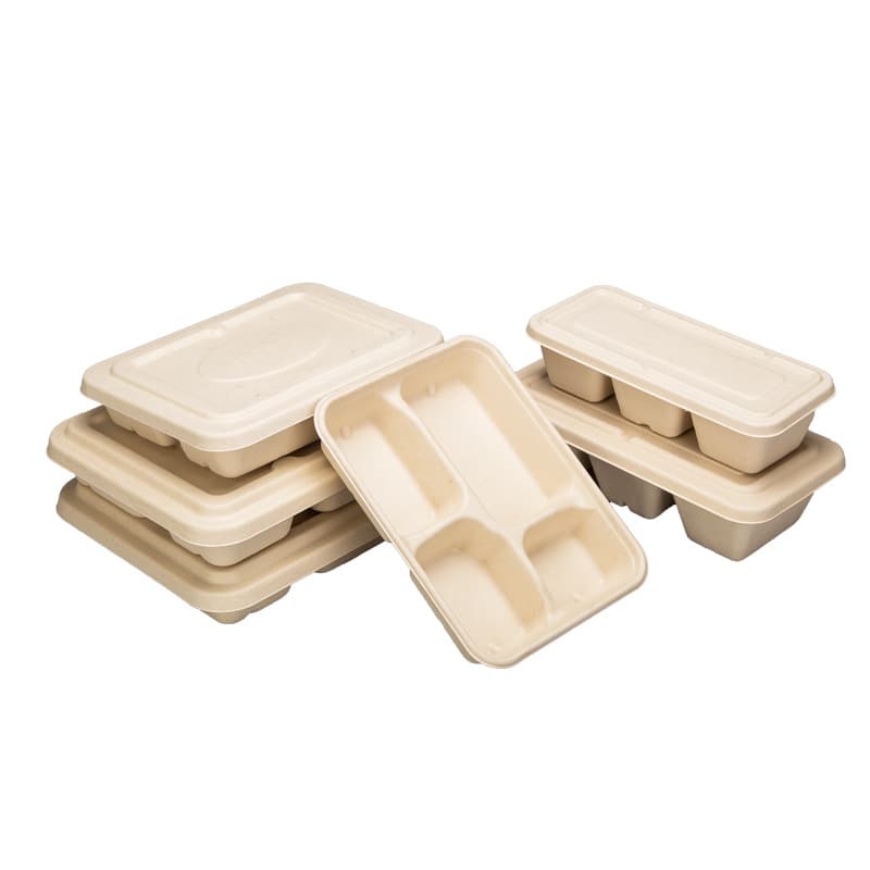 Lancheira descartável de polpa de papel lancheira ecologicamente correta e degradável para viagem comercial caixa de embalagem multi-grade três grades 4 grades 5 grades - imagem 6