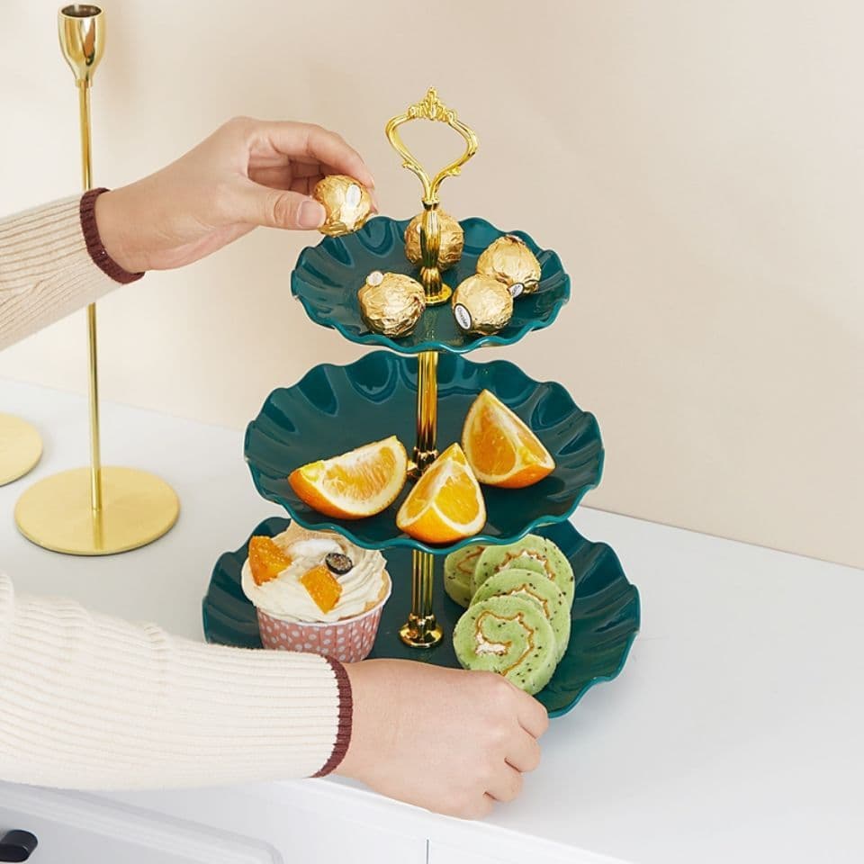 Suporte de bolo de plástico de alta aparência para sala de estar, multicamadas, frutas, festa de aniversário, lanche, doces, prato de sobremesa - imagem 4