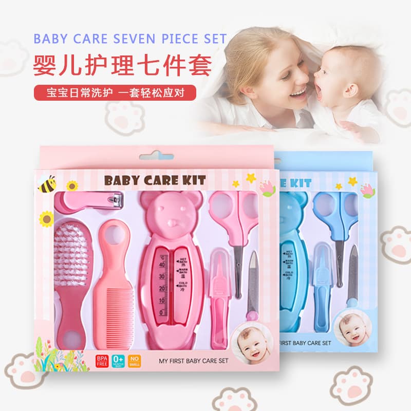 Pack infantil, conjunto para bebé, termómetro para unhas, inglês, 7 peças - imagem 1