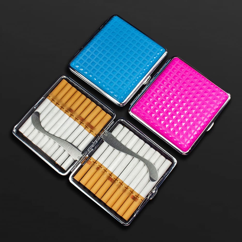 Cigarreira de plástico portátil de metal, sistema de armazenamento, 20 peças, presente de aniversário - imagem 2