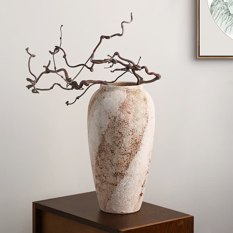 Jingdezhen vaso de cerâmica retrô novo estilo chinês pote de cerâmica estilo wabi-sabi vaso de arranjo de flores de alta qualidade enfeites de decoração de sala de estar - imagem 3