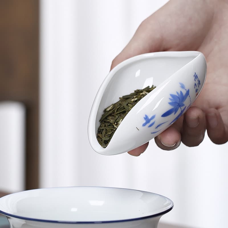 Chá de porcelana branca, chá de porcelana de lótus, chá de cerâmica, apreciação de chá, pá de chá, apreciação de chá, colher de chá, conjunto de chá kung fu, arte do chá, acessórios para cerimônia do chá - imagem 3
