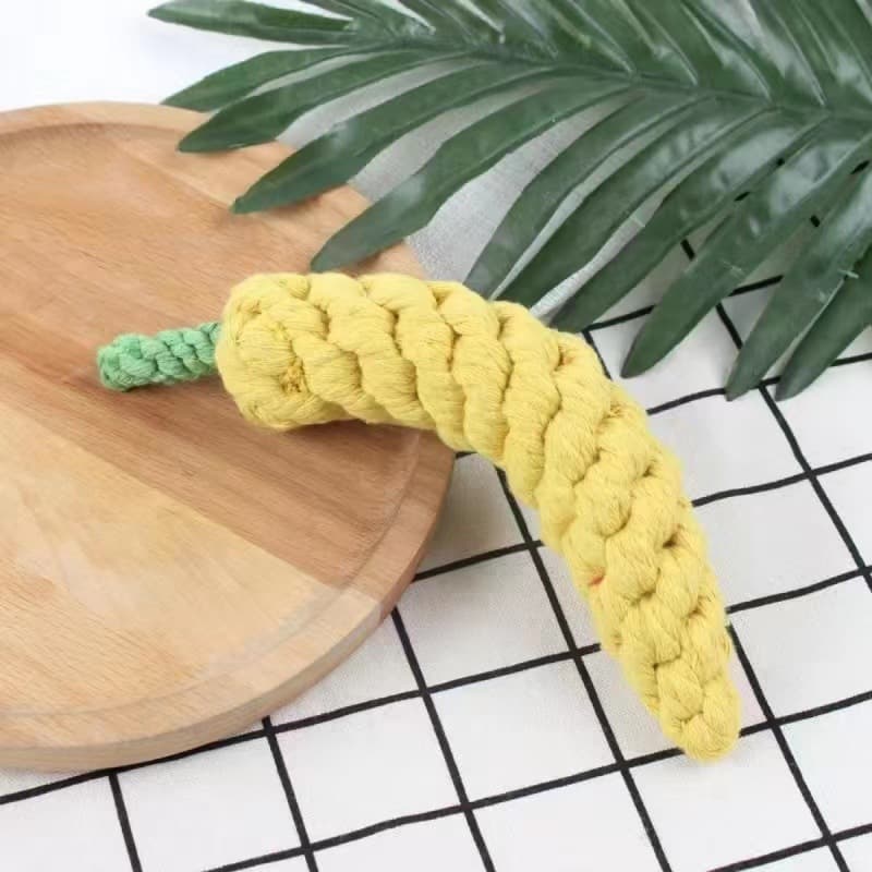 Amazon várias variedades de brinquedos de corda de algodão para animais de estimação, frutas e vegetais, dentes molares, treinamento de mordida resistente, corda com nó, brinquedos para animais de estimação - imagem 4