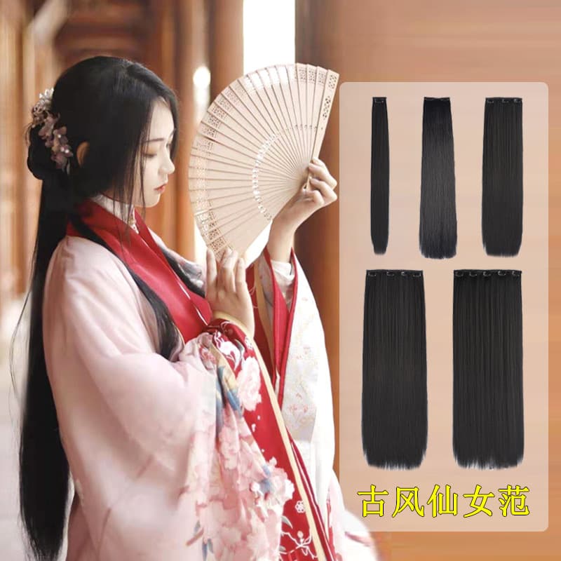 Peruca Hanfu de seda de milho, arranjo de cabelo de estilo antigo, peça única reta, estilo de bolsa de cabelo de traje antigo, penteado invisível de fada de cabelo almofadado - imagem 4