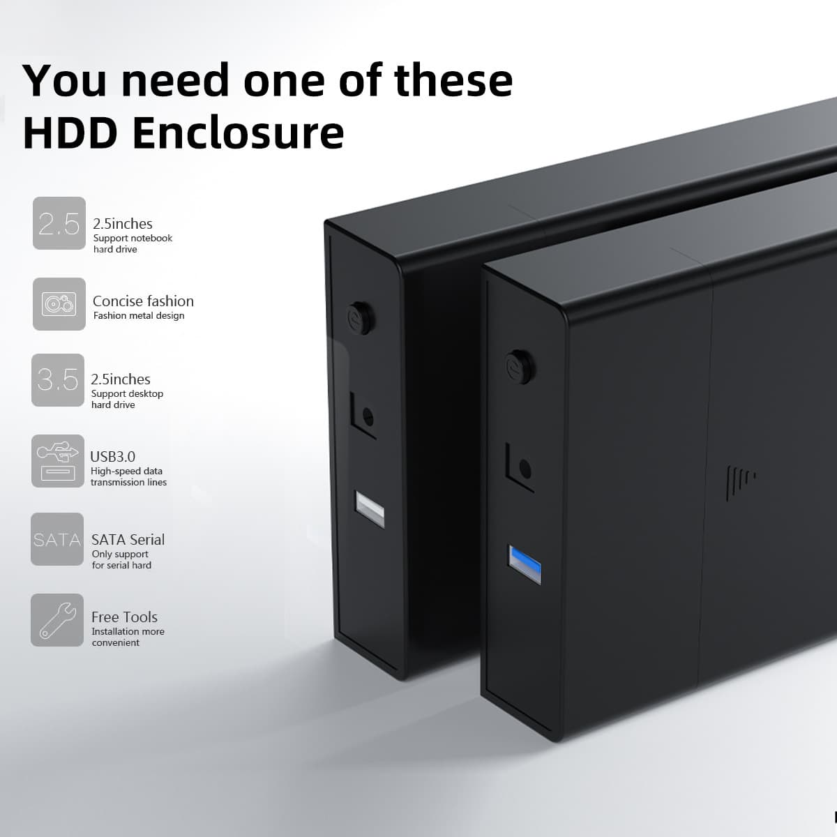 Gabinete de disco rígido de 3,5 polegadas porta serial SATA USB 2.0 HDD sem ferramentas gabinete de disco rígido móvel externo para computador desktop - imagem 5