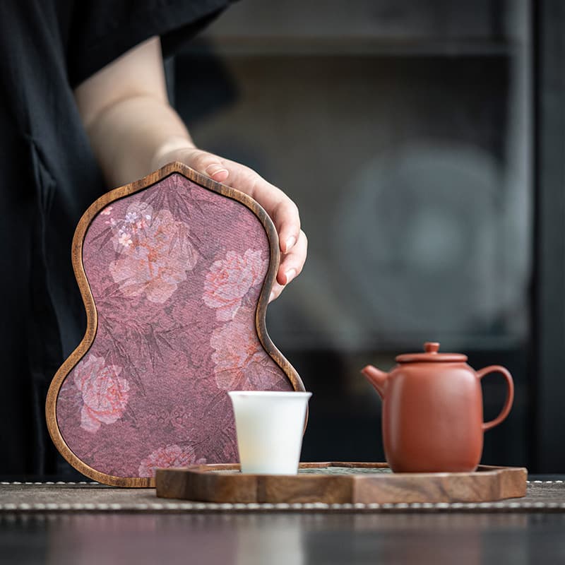 Bandeja de chá de begônia de nogueira pequena chinesa retrô chaleira de madeira sólida segurando mesa de infusão seca molho doméstico conjunto de chá kung fu - imagem 2