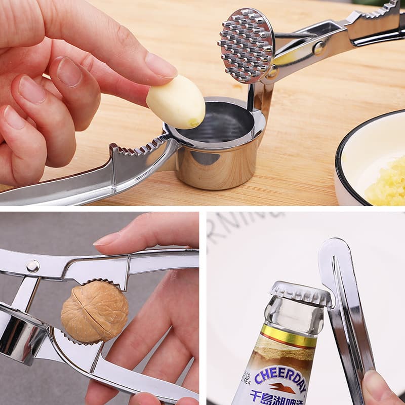 Espremedor de alho extra grande de liga de zinco doméstico três em um espremedor de alho manual ferramentas de cozinha atacado - imagem 5