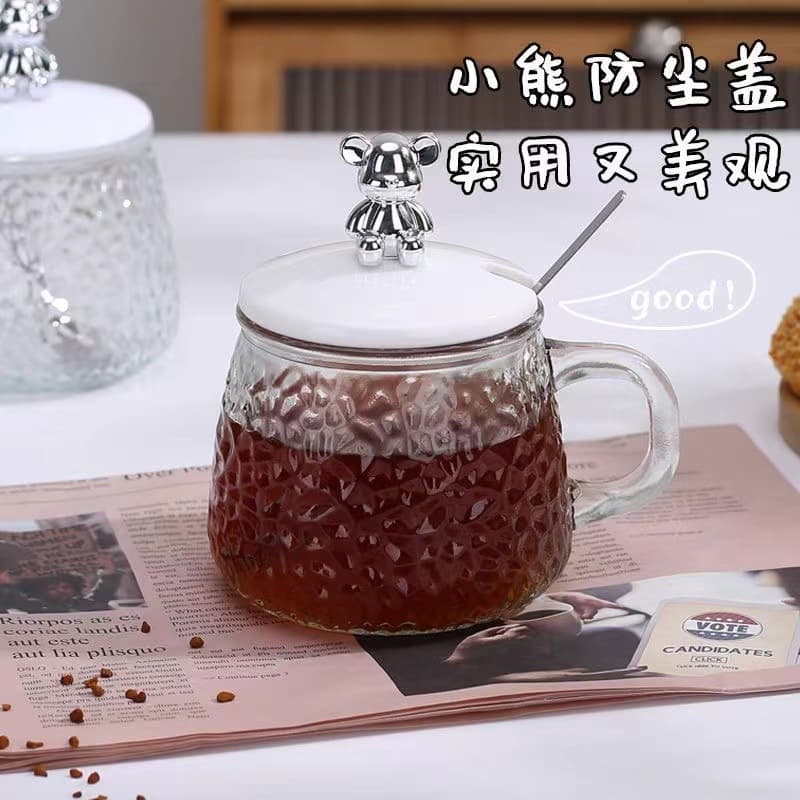 Xícara de chá de café de vidro grande, com ursinhos - imagem 4