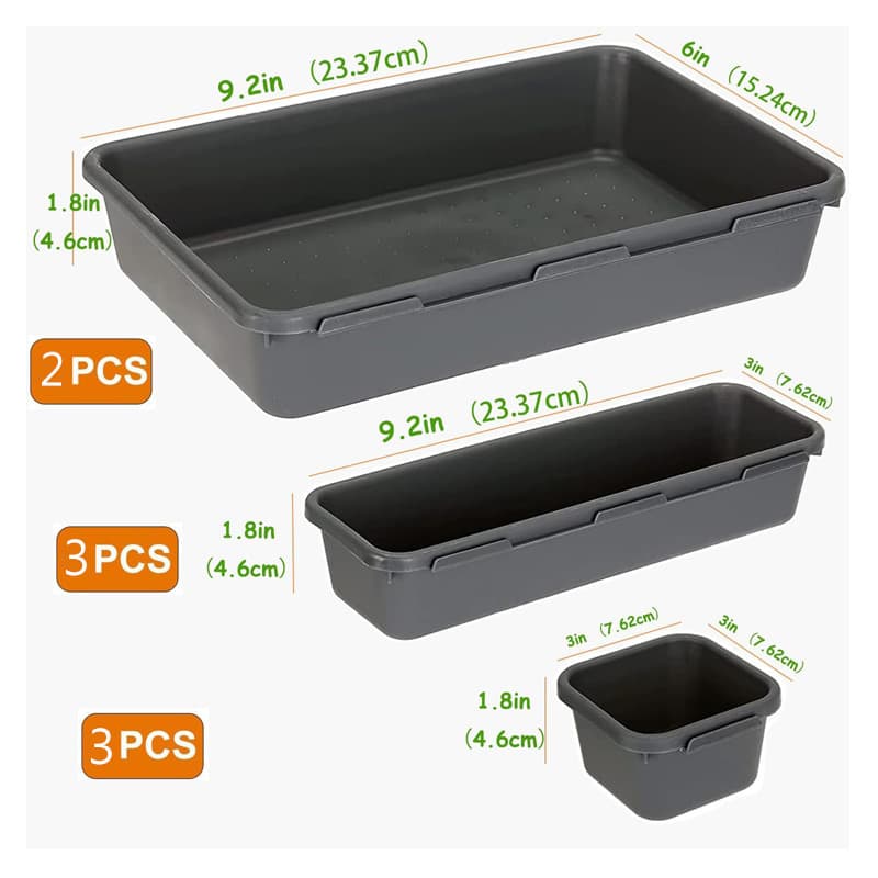 Conjunto de combinação de caixa de armazenamento de gaveta com divisórias, divisórias de plástico, organização de artigos diversos de cozinha e banheiro - imagem 4