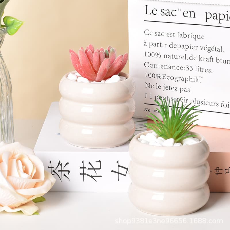 Vaso pequeno criativo de cerâmica branca, celebridade da internet, design simples e elegante, orquídea - imagem 5