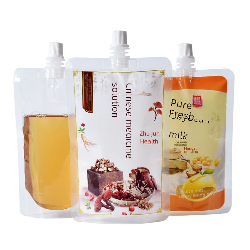 Saco de bico para líquido de medicina tradicional chinesa, saco de embalagem autônomo de bico transparente, saco de leite de soja fresco puro, saco de chá de leite, suco, leite fresco, bebidas quentes e frias - imagem 6