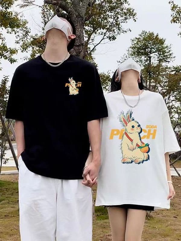 Roupas de casal de verão, conjunto, camiseta para homens e mulheres, para amados, com manga curta, estilo de alta qualidade - imagem 2