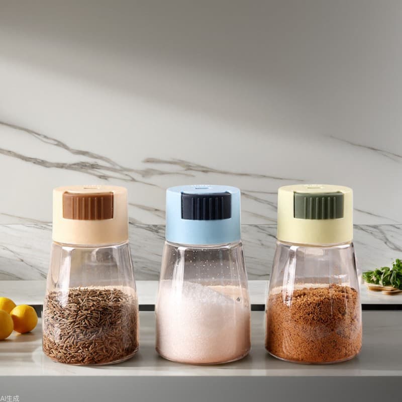 Tanque de sal quantitativo tipo push de cozinha, garrafa de sal controlada, espalhador de sal, artefato medido, caixa de tempero de sal, garrafa de tempero de cozinha - imagem 1
