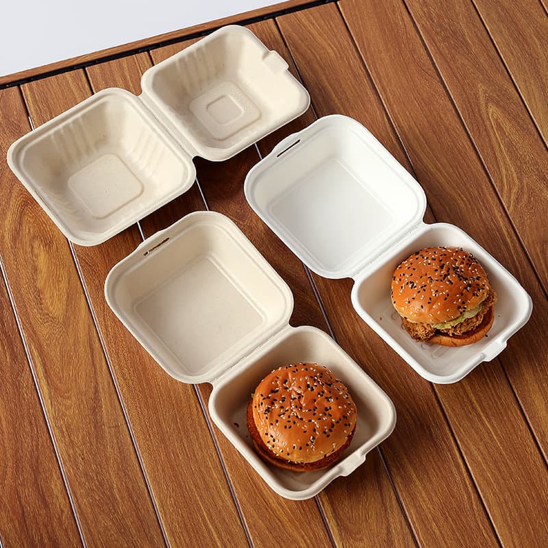 Caixa de embalagem descartável de bolo de arroz com manteiga, lancheira para viagem, caixa de hambúrguer de polpa de papel, caixa de embalagem de bolo de croissant biodegradável - imagem 5