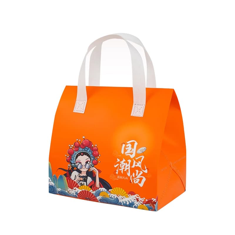 Saco para viagem de fast food não tecido com logotipo impresso em cores, espetos fritos para churrasco, frango frito e lagostim, saco isolado para embalagem - imagem 15