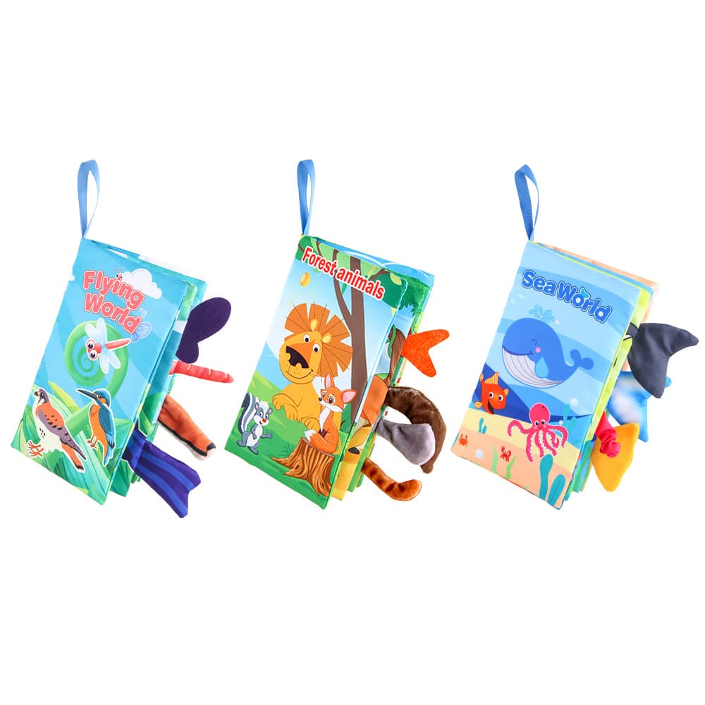 Bebê mar, terra e ar cauda pano livro oceano floresta voando animal palma livro brinquedo educação precoce com papel sonoro - imagem 6