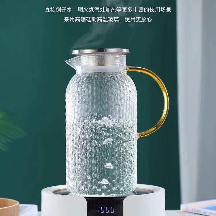 Chaleira fria de vidro de grande capacidade, chaleira fria de grãos de arroz, conjunto de copo de água quente, fria e branca para uso doméstico - imagem 5