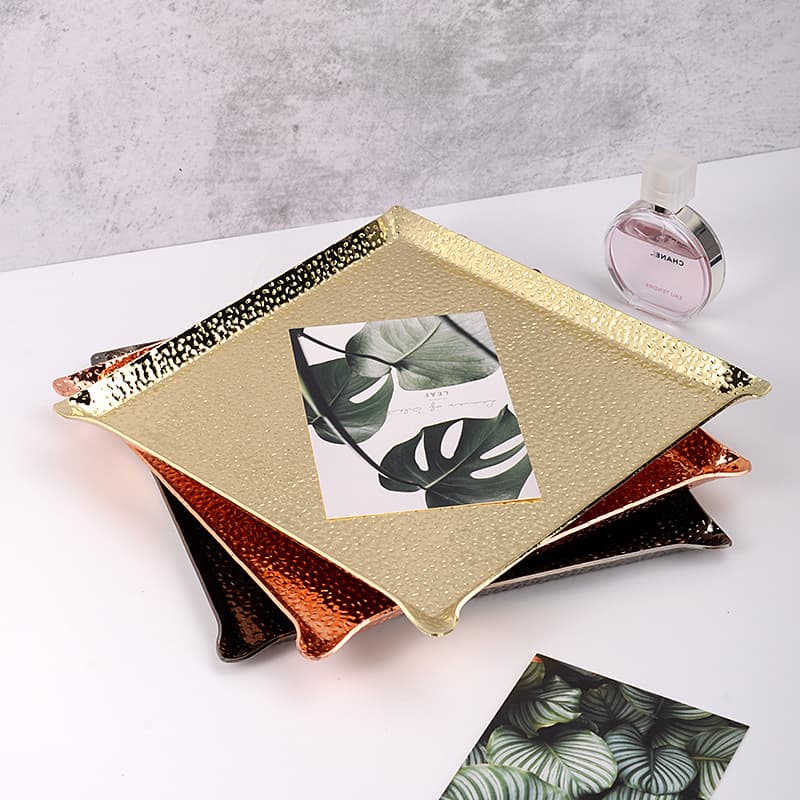 Fabricante atacadista bandeja martelada multifuncional de aço inoxidável com especificações completas e armazenamento criativo de enfeites de decoração para casa - imagem 4