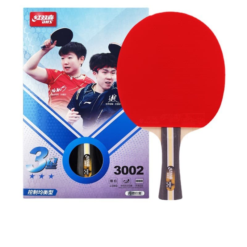 Raquete de tênis de mesa Red Double Happiness uma, duas, três, quatro, cinco, seis, sete, oito, nove estrelas competição de tiro único iniciante profissional 45 tiro horizontal reto - imagem 6