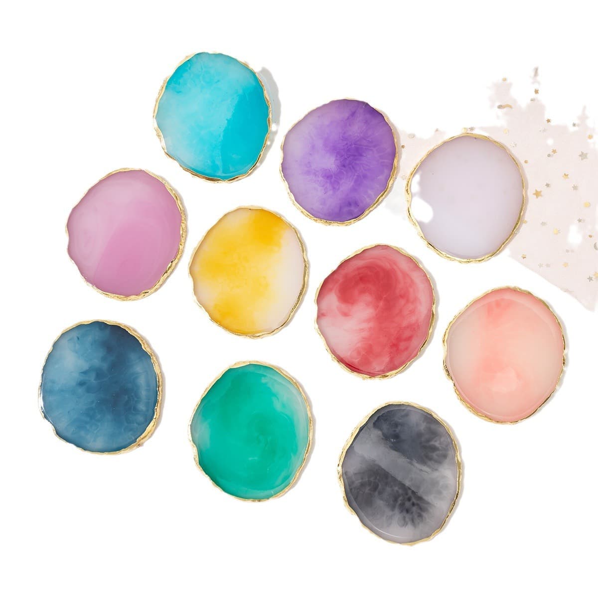 Paleta de arte em unhas, resina, ágata, borda dourada, placa de exibição de arte em unhas, paleta de arte em resina - imagem 6