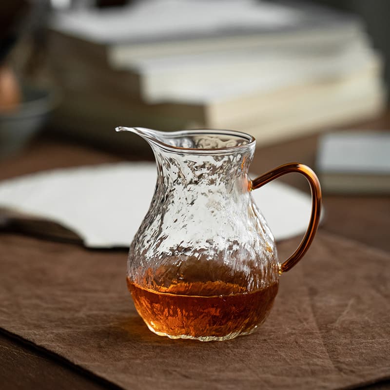 Copo justo de vidro martelado resistente ao calor estilo chinês, divisor de chá de vidro com alto teor de borosilicato espessado, acessórios de conjunto de chá kung fu, mar de chá - imagem 1