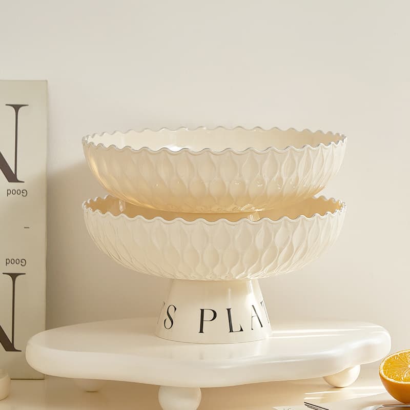 Prato de frutas li, mesa de centro para sala de estar, cesta de frutas alta, estilo creme, lanche de doces, grande capacidade, prato de frutas - imagem 5
