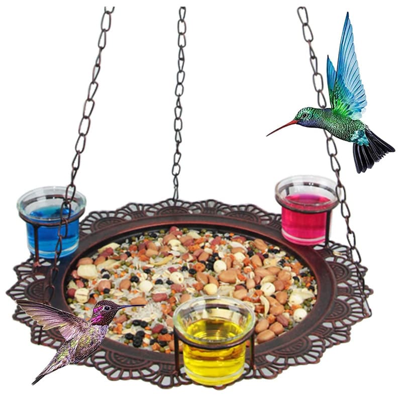 Novo metal alimentador de pássaros ao ar livre atraindo pendurado alimentador de alimentação ao ar livre varanda - imagem 1