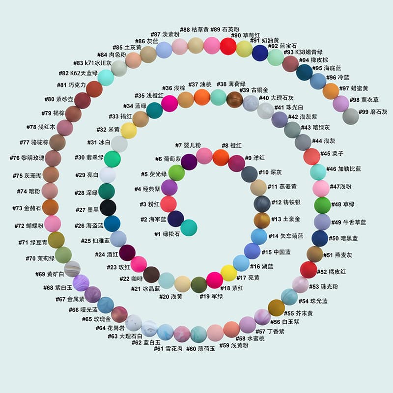 Pulseira de contas multicoloridas de silicone, miçangas infantis, mordedor, 9mm - imagem 5