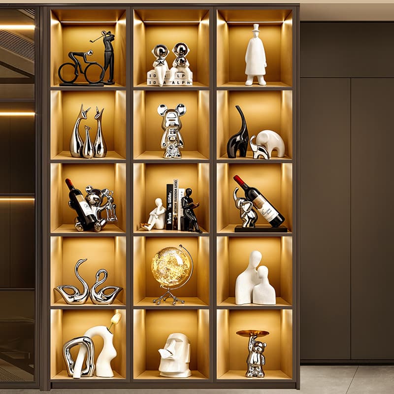 Behanmei criativo rack de vinho ornamentos luz luxo high-end violento urso vinho titular copo rack armário vinho sala estar decoração casa - imagem 5